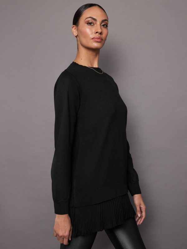 Pallas Pleated Sweatshirt Dress - Black Sale - Image 4