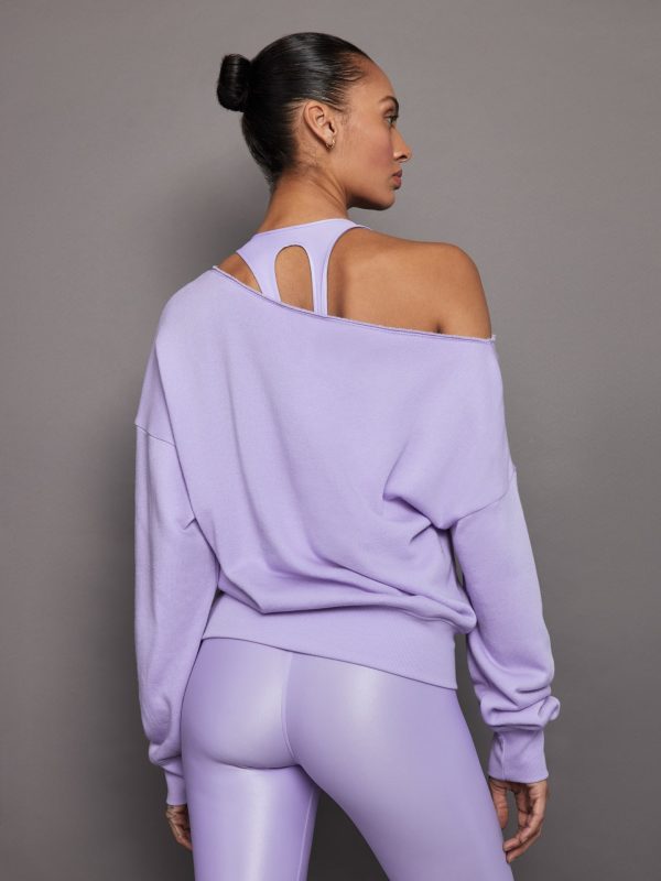 Off Shoulder Sweatshirt in French Terry - Sweet Lavender For Cheap - Image 3