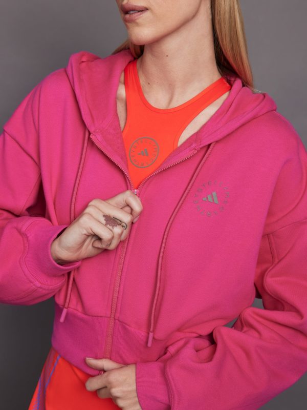 adidas by Stella McCartney Sportswear Cropped Hoodie - Real Magenta For Sale - Image 3
